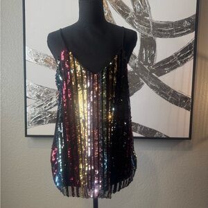 Sequin Stripe Cami Tank Top - Multicolor